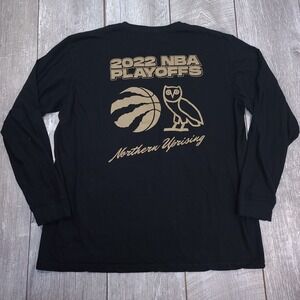 OVO Toronto Raptors Shirt Mens XL Black 2022 NBA Playoffs Long Sleeve Graphic